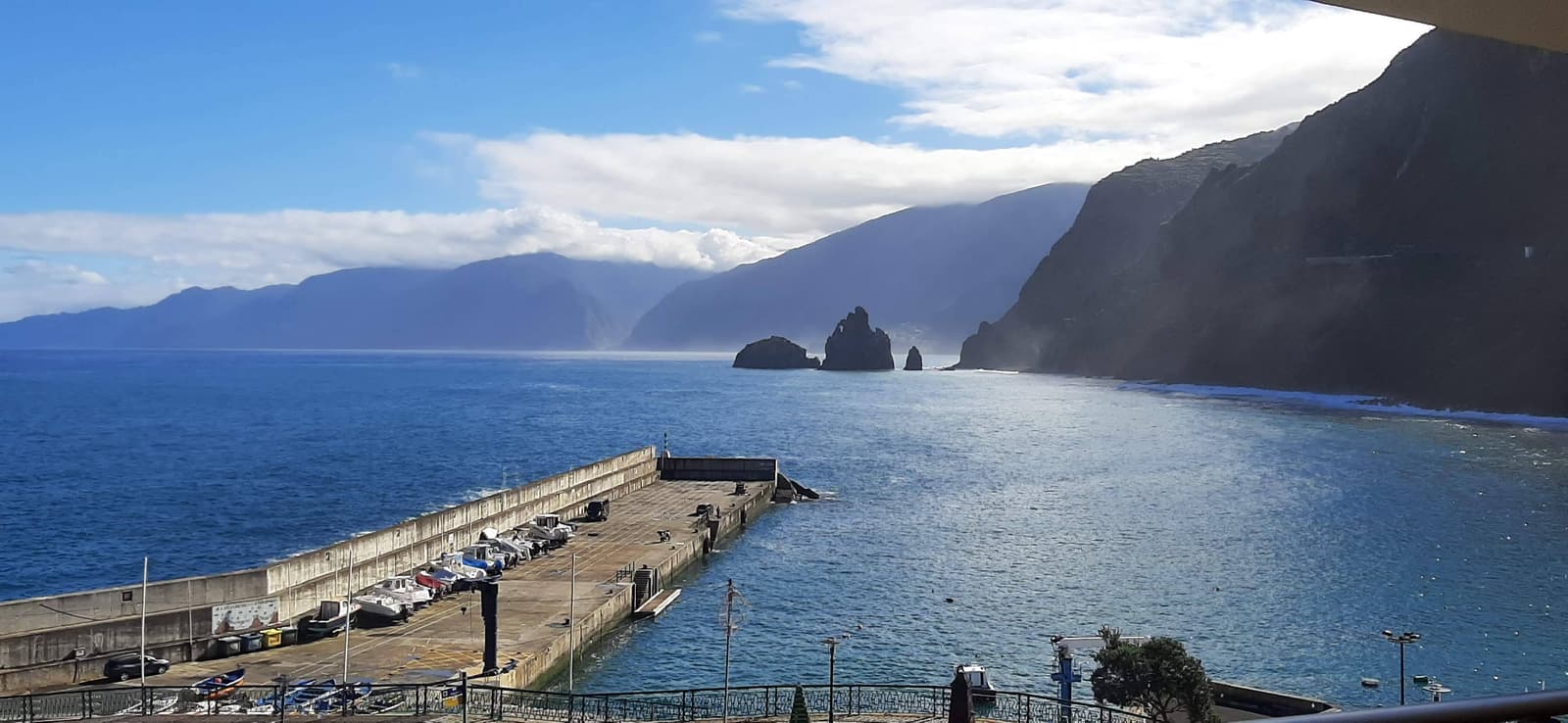 A small stone pier and harbour at Seixal on Madeira's north coast